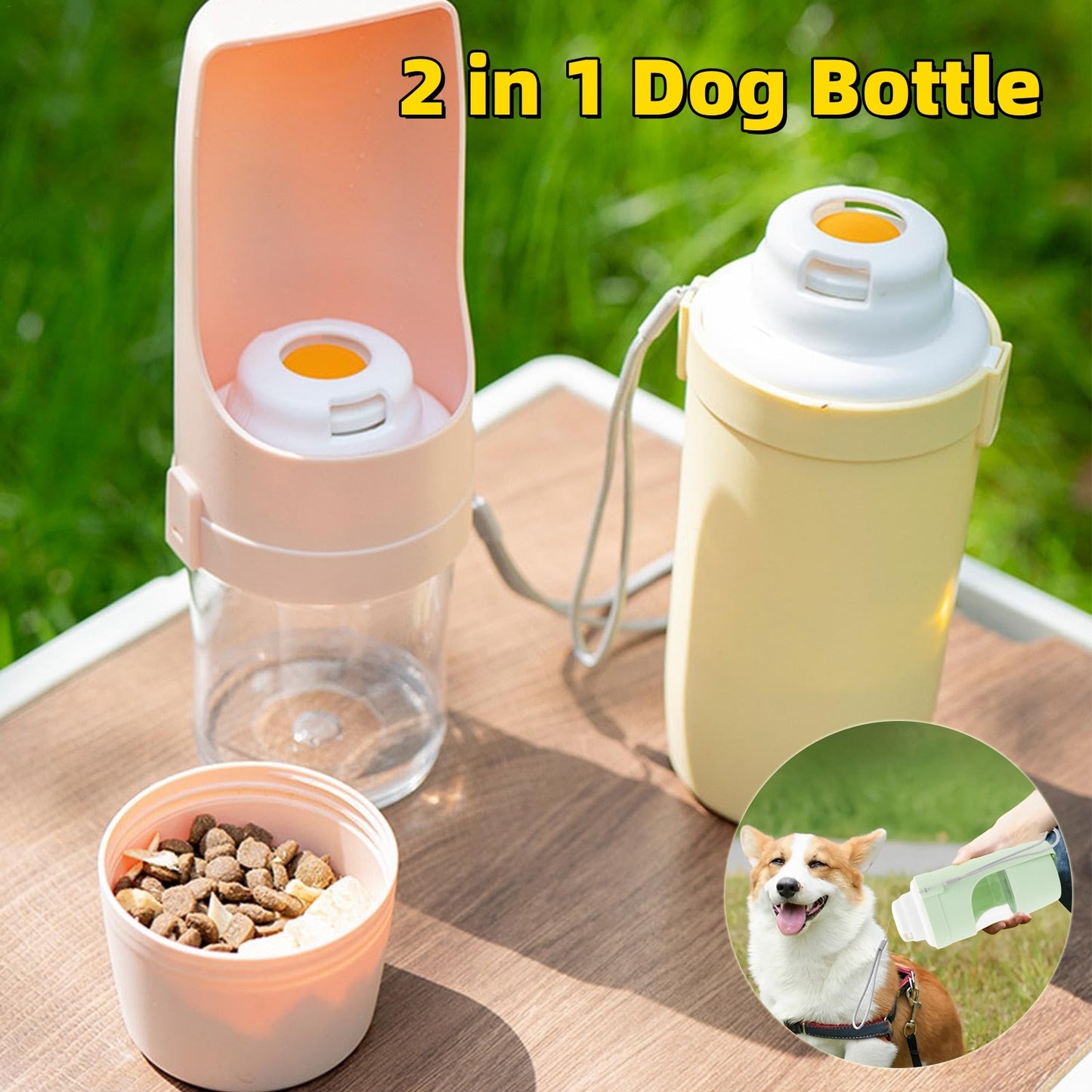 Bottiglia d'Acqua da Viaggio 2 in 1 per Cani - Dispenser e Abbeveratoio Portatile per Animali Domestici, Ideale per Passeggiate e Attività all'Aperto